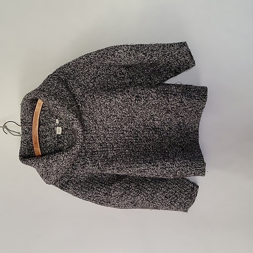 Gap 3/4 Sleeve Black & White Heathered Sweater sz L